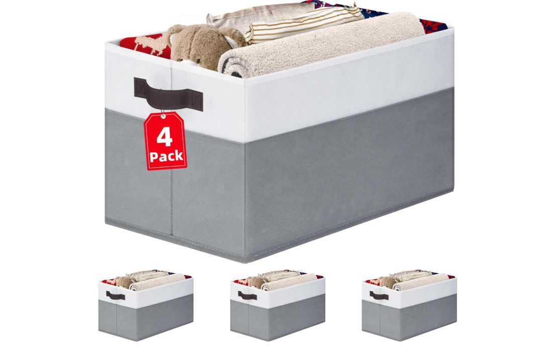 Cruisia 4 Pack Large Closet Storage Baskets Bins
