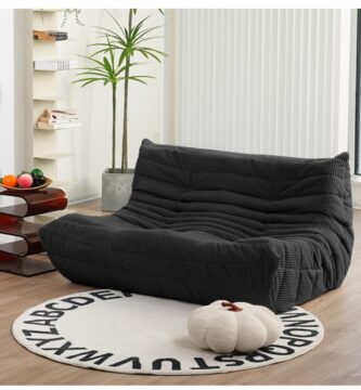 N&V Fireside Loveseat, Mid Century Armless Twin Size Floor Sofa