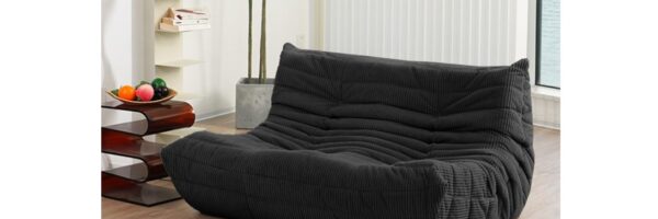N&V Fireside Loveseat, Mid Century Armless Twin Size Floor Sofa