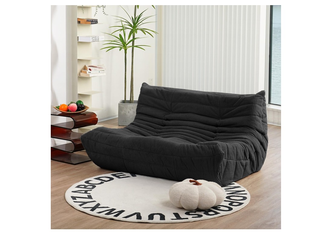 N&V Fireside Loveseat, Mid Century Armless Twin Size Floor Sofa