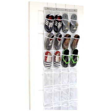Simple Houseware 24 Pockets Clear Over the Door Shoe Organizer