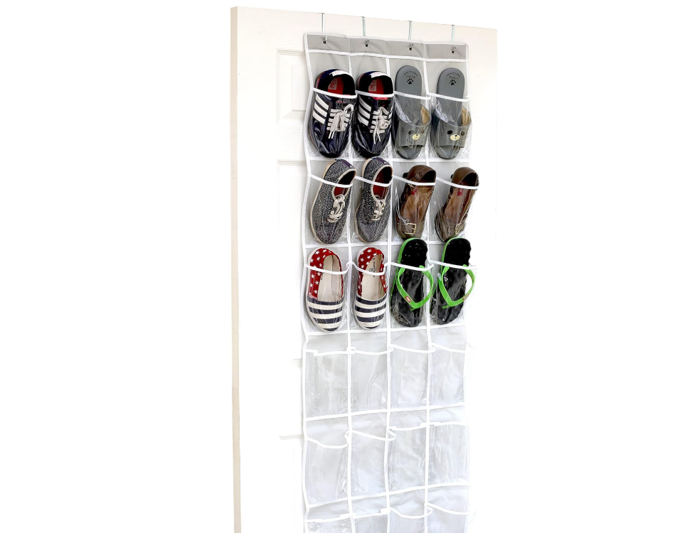 Simple Houseware 24 Pockets Clear Over the Door Shoe Organizer