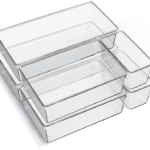 Criusia 6 Pack Large Clear Plastic Drawer Organizer Trays