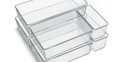 Criusia 6 Pack Large Clear Plastic Drawer Organizer Trays