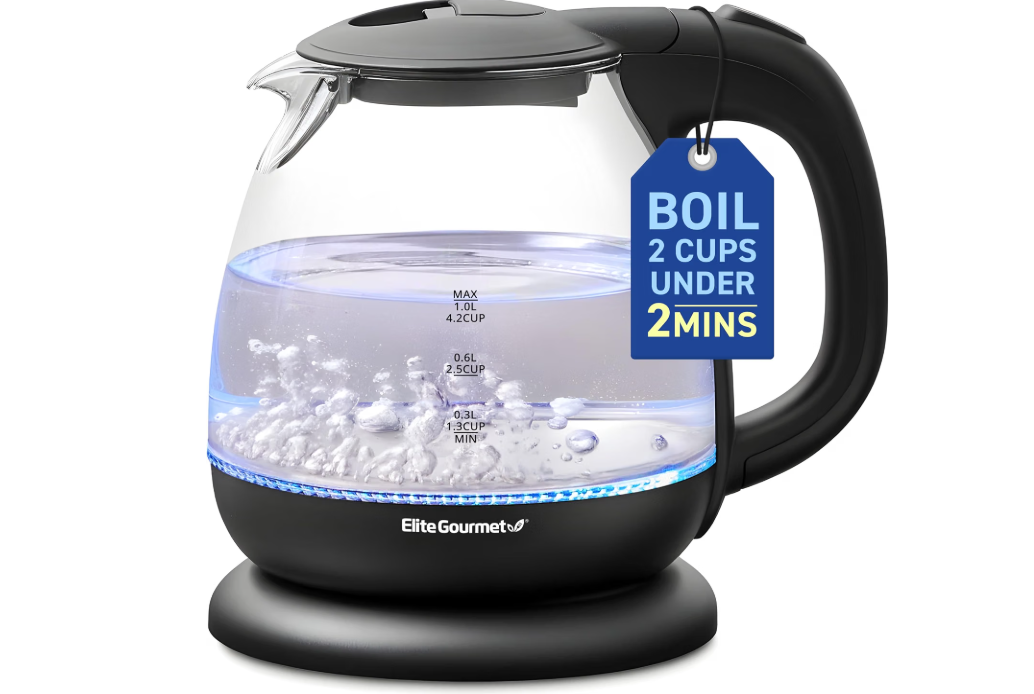Elite Gourmet EKT1001 1.0L Glass Kettle