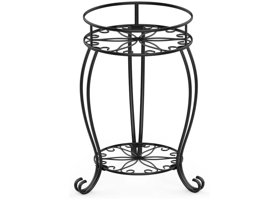 FaithLand 2 Tier Black Metal Plant Stand