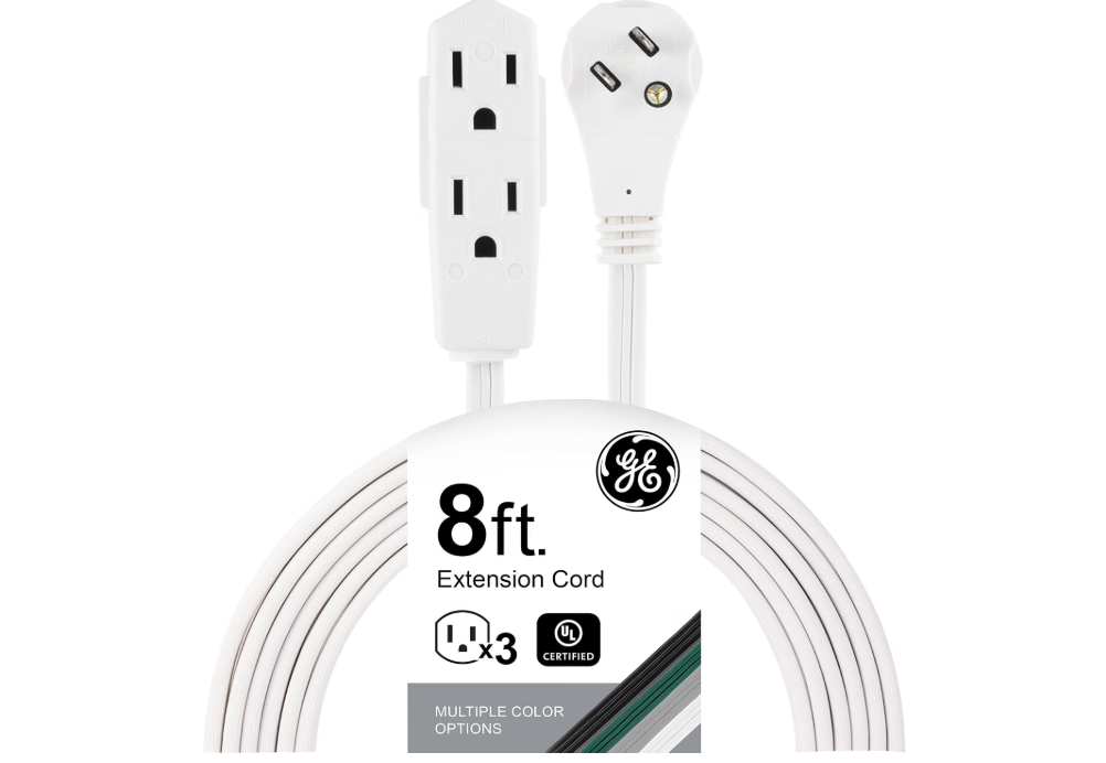 GE 3-Outlet Flat Plug Extension Cord
