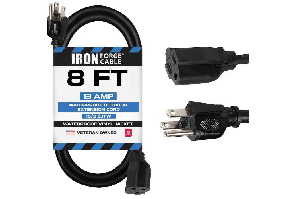 Iron Forge Cable 16 Gauge Heavy Duty Black Extension Cord