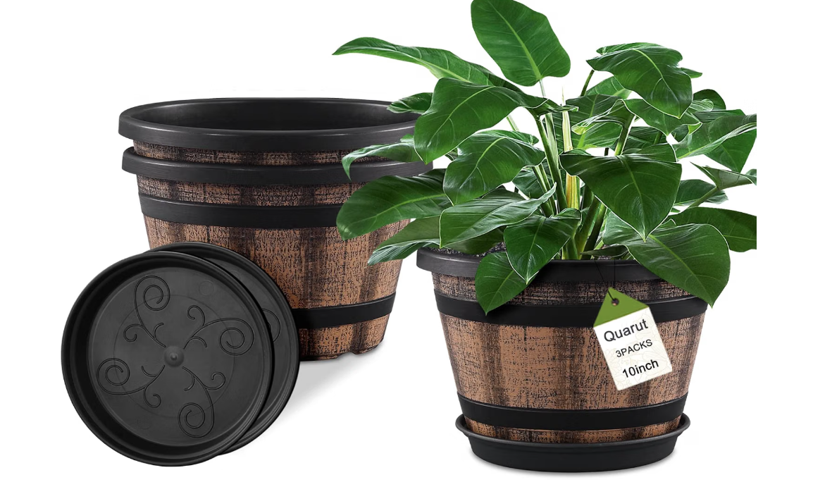 Quarut 3 Pack 10 inch Plant Pots