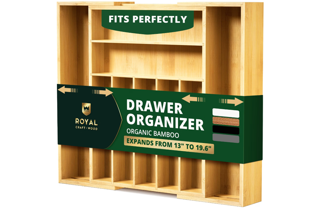 ROYAL CRAFT WOOD Luxury Bamboo Kitchen Drawer Organizer