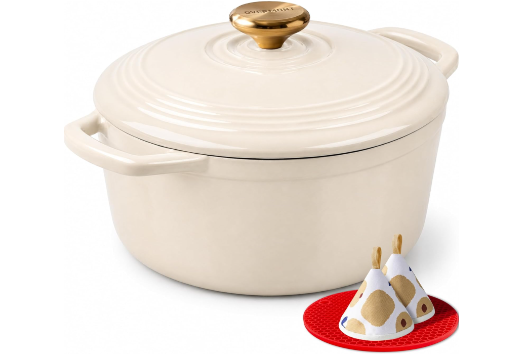 Overmont Enameled Cast Iron Dutch Oven