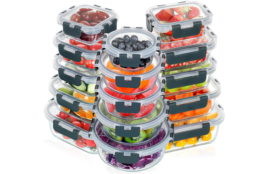 VERONES 30 Pieces Glass Food Storage Containers
