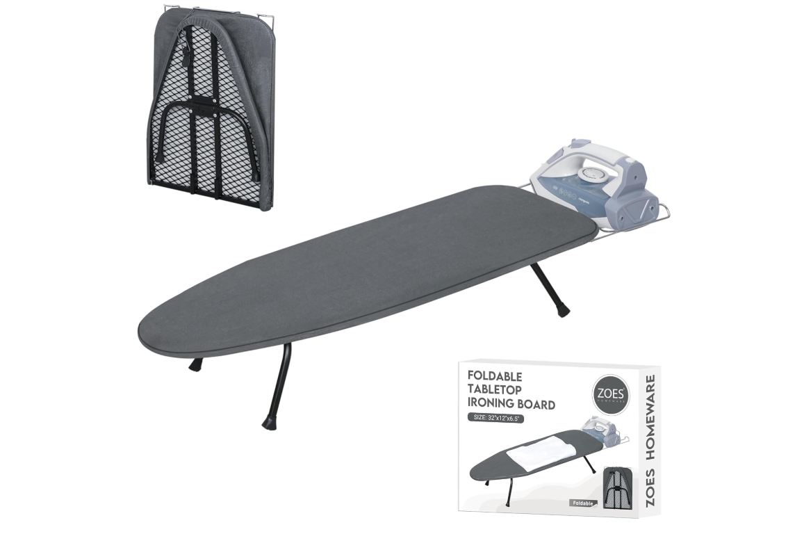 ZOES HOMEWARE Metal Mesh Panel Tabletop Ironing Board